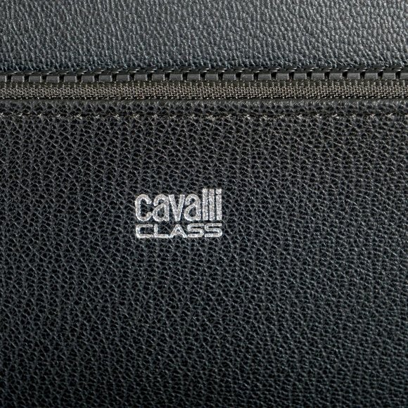 Cavalli Class Unisex Black Leather Duffel Travel Bag - Picture 7 of 14